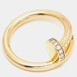 Pre Owned Cartier Juste Un Clou Diamond 18k Yellow Gold Ring Size 51