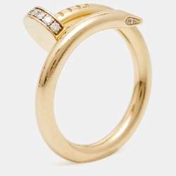 Pre Owned Cartier Juste Un Clou Diamond 18k Yellow Gold Ring Size 51