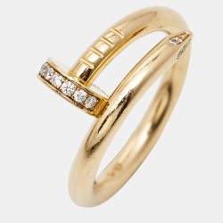 Pre Owned Cartier Juste Un Clou Diamond 18k Yellow Gold Ring Size 51