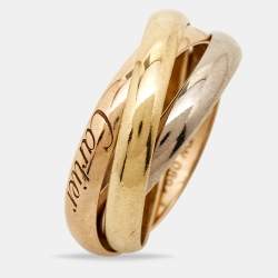 Pre Owned Cartier Trinity 18k Three Tone Gold Small Model Ring Size 50
