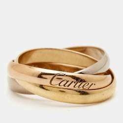 Pre Owned Cartier Trinity 18k Three Tone Gold Small Model Ring Size 50