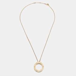 Pre Owned Cartier Love Diamond 18k Rose Gold Necklace