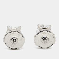 Pre Owned Cartier 1895 Solitare Diamonds Platinum Earrings