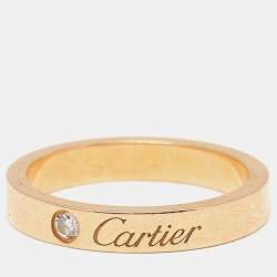 Pre Owned Cartier C De Cartier Diamond 18k Rose Gold Ring Size 50