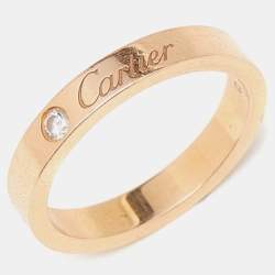 Pre Owned Cartier C De Cartier Diamond 18k Rose Gold Ring Size 50