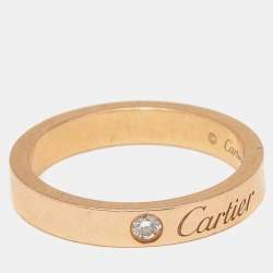 Pre Owned Cartier C De Cartier Diamond 18k Rose Gold Ring Size 50