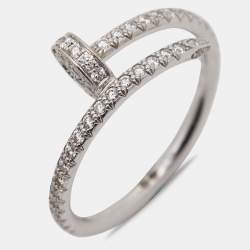 Pre Owned Cartier Juste Un Clou Diamonds 18k White Gold Ring Size 52