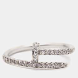 Pre Owned Cartier Juste Un Clou Diamonds 18k White Gold Ring Size 52
