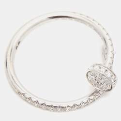 Pre Owned Cartier Juste Un Clou Diamonds 18k White Gold Ring Size 52
