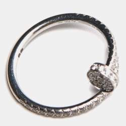 Pre Owned Cartier Juste Un Clou Diamonds 18k White Gold Ring Size 52