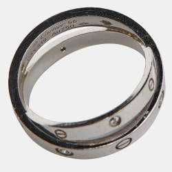 Pre Owned Cartier Love Diamond 18k White Gold Double Ring Size 56