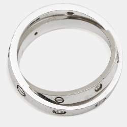 Cartier Love Diamond 18k White Gold Double Ring Size 56