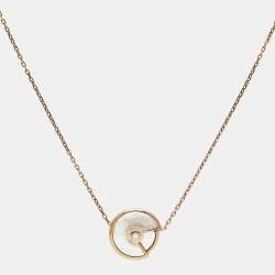 Pre Owned Cartier Amulette De Cartier Mother of Pearl Diamond 18k Yellow Gold Bracelet