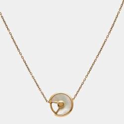 Pre Owned Cartier Amulette De Cartier Mother of Pearl Diamond 18k Yellow Gold Bracelet