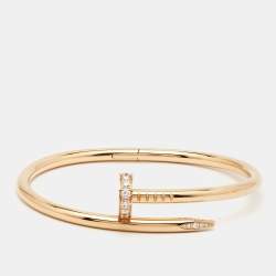 Pre Owned Cartier Juste Un Clou Diamond 18k Rose Gold Bracelet 16