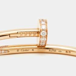 Pre Owned Cartier Juste Un Clou Diamond 18k Rose Gold Bracelet 16