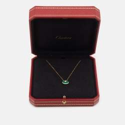 Pre Owned Cartier Amulette De Cartier Malachite Diamond 18k Rose Gold XS Model Necklace