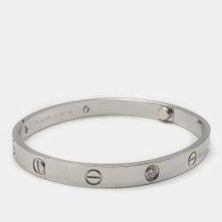 Cartier 18K White Gold and Diamond Love Bangle Bracelet
