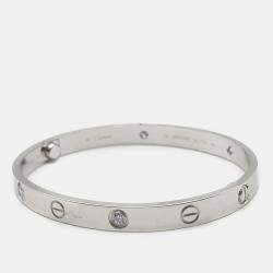 Cartier 18K White Gold and Diamond Love Bangle Bracelet