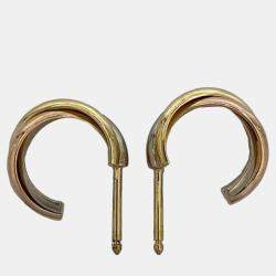 Pre Owned Cartier 18K Yellow, Rose, White Gold Trinity Hoop Earrings
