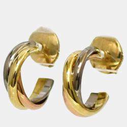 Pre Owned Cartier 18K Yellow, Rose, White Gold Trinity Hoop Earrings