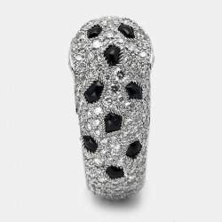 Pre Owned Cartier Panthere De Cartier Diamond Onyx Emerald 18K White Gold Cocktail Ring Size 48