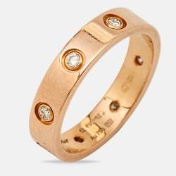 Cartier Love 8 Diamond 18k Rose Gold Wedding Band Ring 52