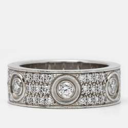 Cartier Love Diamonds 18k White Gold Ring Size 49 