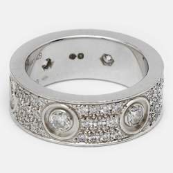 Cartier Love Diamonds 18k White Gold Ring Size 49 