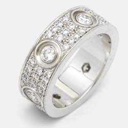 Cartier Love Diamonds 18k White Gold Ring Size 49 