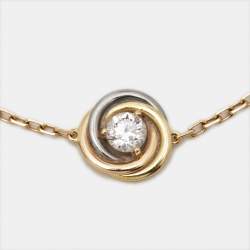 Pre Owned Cartier Trinity Diamond 18k Three Tone Gold Bracelet