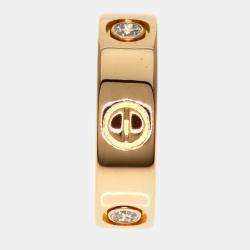 Pre Owned Cartier 18K Rose Gold and Diamond Love Band Ring EU 50
