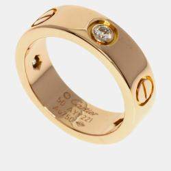 Pre Owned Cartier 18K Rose Gold and Diamond Love Band Ring EU 50