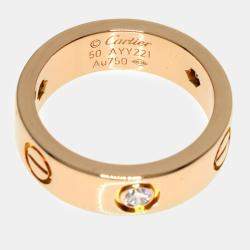 Pre Owned Cartier 18K Rose Gold and Diamond Love Band Ring EU 50