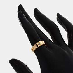 Pre Owned Cartier 18K Rose Gold and Diamond Love Band Ring EU 50
