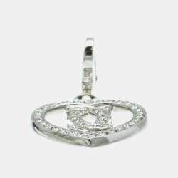 Cartier 18K White Gold and Diamond Double C Heart Charm