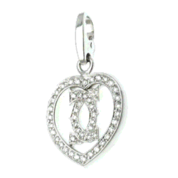 Cartier 18K White Gold and Diamond Double C Heart Charm