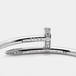 Pre Owned Cartier Juste Un Clou Diamonds 18k White Gold Bracelet 16