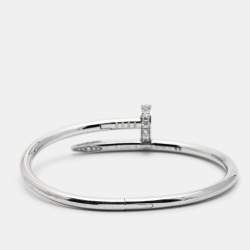Pre Owned Cartier Juste Un Clou Diamonds 18k White Gold Bracelet 16