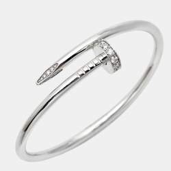 Pre Owned Cartier Juste Un Clou Diamonds 18k White Gold Bracelet 16