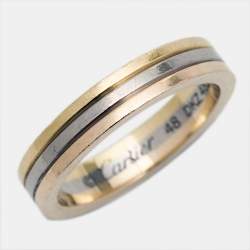 Pre Owned Cartier Vendome Louis 18k Three Tone Gold Wedding Band Ring Size 48
