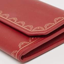 Pre Owned Cartier Red Leather Guirlande de Cartier Compact Wallet