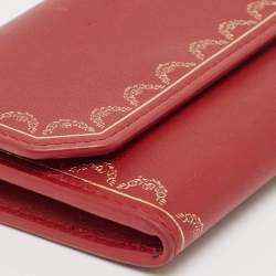 Pre Owned Cartier Red Leather Guirlande de Cartier Compact Wallet