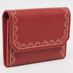 Pre Owned Cartier Red Leather Guirlande de Cartier Compact Wallet