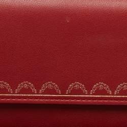 Pre Owned Cartier Red Leather Guirlande de Cartier Compact Wallet