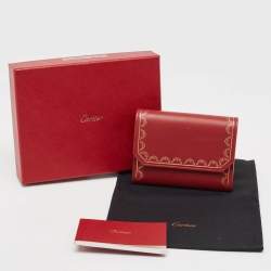 Pre Owned Cartier Red Leather Guirlande de Cartier Compact Wallet