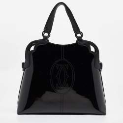 Pre Owned Cartier Black Patent and Leather Marcello de Cartier Satchel