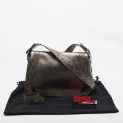 Pre Owned Cartier Metallic Suede and Python Marcello de Cartier Saddle Bag