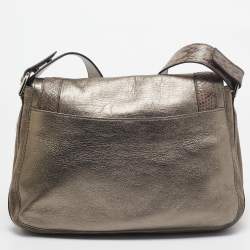 Pre Owned Cartier Metallic Suede and Python Marcello de Cartier Saddle Bag
