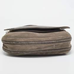 Pre Owned Cartier Metallic Suede and Python Marcello de Cartier Saddle Bag